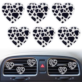 6 Pcs Heart Air Vent Clips, Cow Print Heart Car Air Fresheners Vent Clips Long Lasting Car Diffuser Vent Clip Cars Interior Decor Charm Car Decoration Cute Accessories for Women Girls