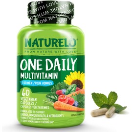 NATURELO One Daily Multivitamin for Men – Vitamins, Minerals & Organic Whole Foods – Supports Energy & Overall Health – Non-GMO – 60 Capsules, 2-Month Supply