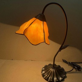 Bieye TS0103 Tiffany Style Staind Glass Flower Lampshade (42mm Opening Orange)