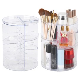 Tbestmax 2 Pack 360 Rotating Makeup Organizer Countertop - Adjustable Shelf Height - The Perfect Round Spinning Cosmetic Organizer for Bedroom Dresser or Vanity Countertop Storage