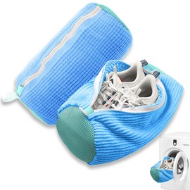FurrPhunny 2Pcs Shoe Cleaning Machine Bags, Quick & Easy Laundry, For Sneakers & Most Shoe Types and Sizes (Blue)