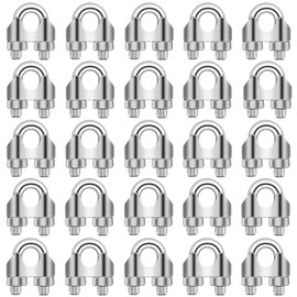 1/8 Inch M3 Cable Clamps, Wire Rope Clamp, 304 Stainless Steel Wire Rope Cable Clip Clamp, U Bolt Saddle Fastener, 25 PCS
