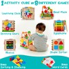 HELLOWOOD 8-in-1 Wooden Activity Cube for Kids, Sorting & Stacking