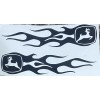 Black John Deere Flames Decal Sticker