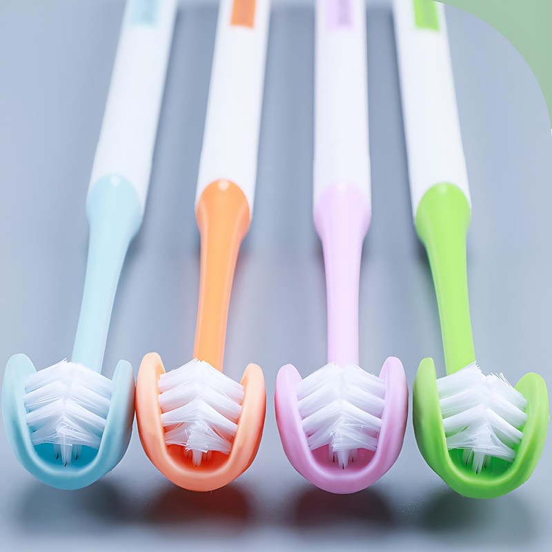 CMHX 3 Sided Autism Toothbrush Three Bristles for Special Needs