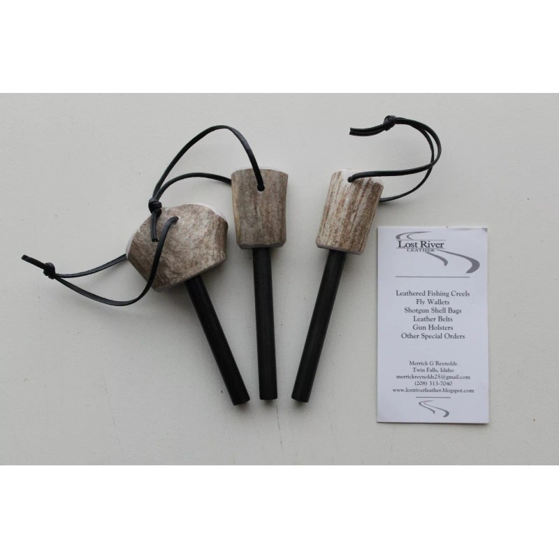 Lost River Leather Deer Antler Handled Ferro Rod/Fire Starter .8