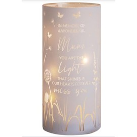Widdop White Memorial Tube Light for Mum with Sentiment & Butterfly Motif