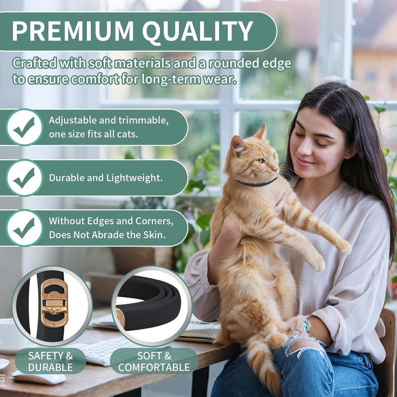 Cat Collar, Water-Resistant Soft Rubber Pet Collar, Adjustable Collars Cats