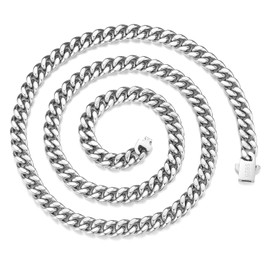 susemoti Miami Cuban Link Chain for Men, Hip Hop Men's Necklace, 316L Stainless Steel and 925 Sterling Silver Fill, 5mm/7mm Width, Jewelry Gift for Men and Women (7mm, 24inch)