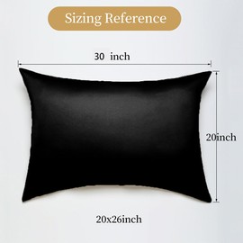 2 Pack Mulberry Silk Pillowcase for Hair and Skin Standard Size,Silk Pillowcase 20"X 26" with Hidden Soft Breathable Smooth Cooling Pillow Covers for Sleeping,Gifts for Women Men（Black）