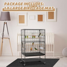Nuanchu Large Bird Cage Mat, 48 x 48 Inch Under Pet Cage Mat, Absorbent/Waterproof Felt Pad for Bird Cages, Reptile Aquariums, Dog Kennels, with Non-Slip Backing for Hard Floors and Surfaces