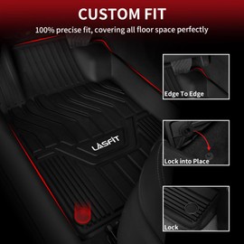 LASFIT Floor Mats for Nissan Altima 2025 2024 2023 2022 2021 2010 2019, Custom Fit All Weather Protection Durable TPE Floor Liners for 2019-2025 Altima S/SL/SR/SV/Platinum 1st & 2nd Row Car Mats,Black
