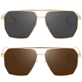 Dollger Oversized Square Sunglasses for Women Men Trendy Big Polarized Aviator Shades Retro Large Sun Glasses black and brown