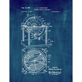 Spherical Triangle Calculator Patent Print Midnight Blue (5" x 7") M14502
