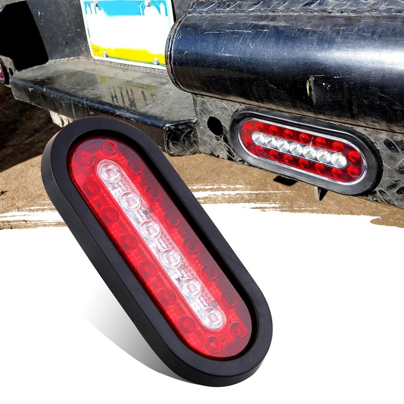 Konrali 4Pcs 6Inch Oval Led Trailer Tail Lights with Backup