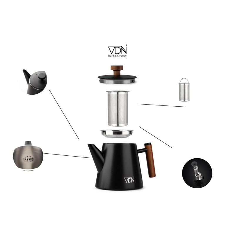 VDN Teapot with Strainer Insert - Teapot Thermal Double Walled