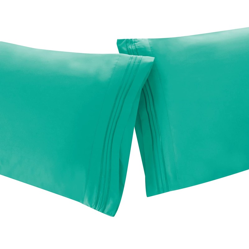 Clara Clark Double Brushed Microfiber Luxury Pillow Covers, Mint Green,