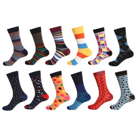 Gelante 12 Pairs Mens Cotton Funny Crazy Colorful Crew Dress Sock W937G-Magic