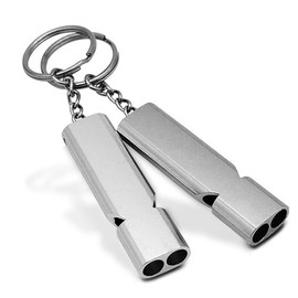 2 Pcs Emergency Survival Whistle, Silver Double Tube Loud Whistle with Lanyard for Hiking, Camping, Boating, and Outdoor Activities