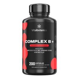 VITAL BOTANICS  Complejo B Completo Con Biotina  Vitaminas B1, B2, B3, B5, B6, B12, Niacina Y Arándano  200 Cápsulas  Complex B  Energía Y...         