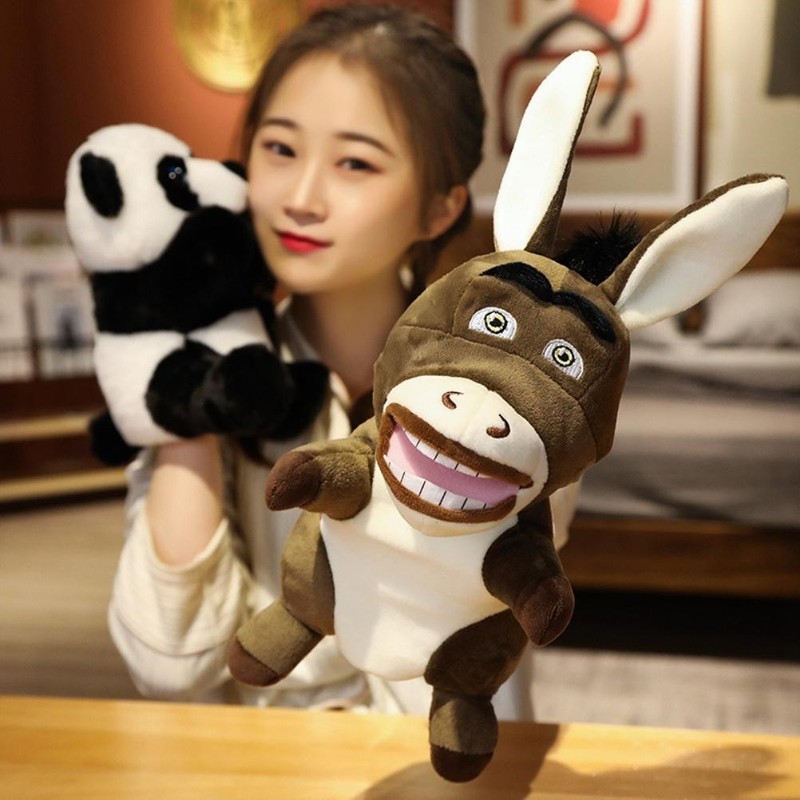 Plush Hand Puppet Donkey Lamb Panda Rabbit Soft Stuffed Animal