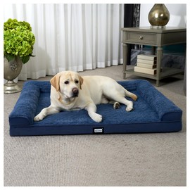 BALANCE Orthopedic Dog Bed for Large Dogs, Comfortable Dog Sofa Beds with Removable Washable Cover & Waterproof Lining, Egg Crate Foam Dog Couch for Pet Sleeping, Blue