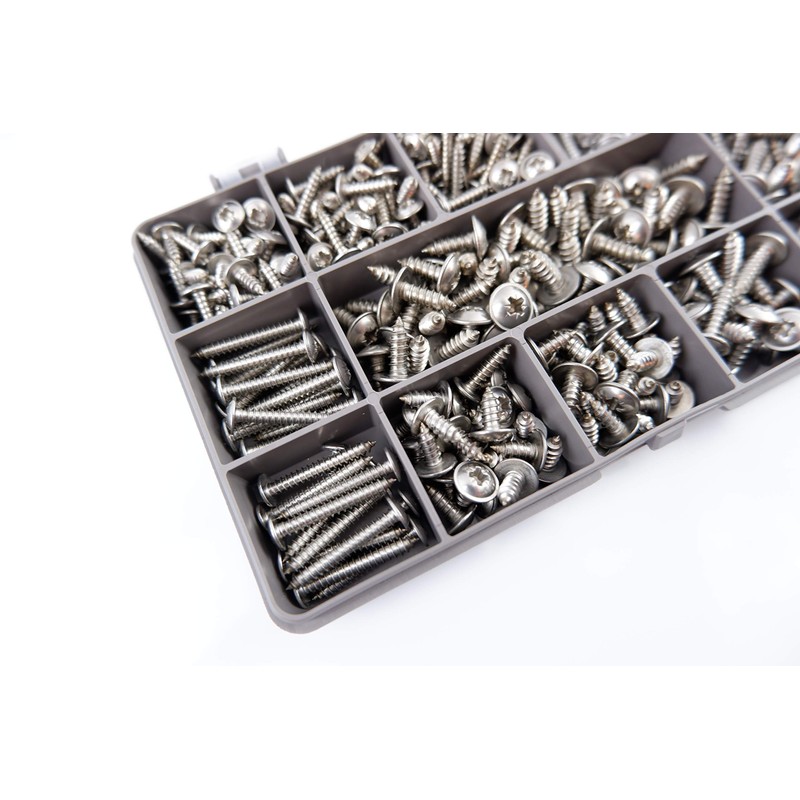 Box of 320 Assorted Flange Pozi Pan Self Tapping Screws.