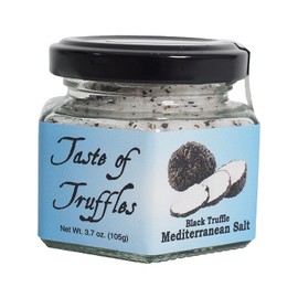 Black Truffle Mediterranean Sea Salt | Gourmet Food Condiments | (wt. 3.7 oz/105 gr.)