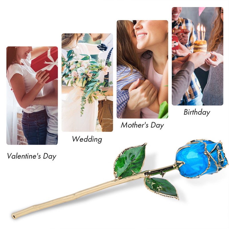 24K Gold Plating Rose Flower with Base Gift for Valentines