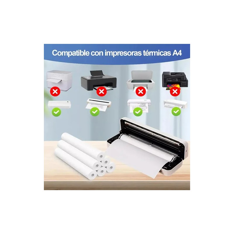 5 Rollos Papel Térmico A4 Papeles Para Impresora 210mm7.5m