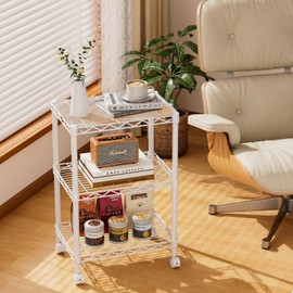 Golpart 3 Tier Adjustable Storage Shelves Heavy Duty Metal Utility Shelf Wire Shelving Unit Organizer Rack for Home Kitchen Office Bathroom Pantry Room 12" D x 18" W x 30" H