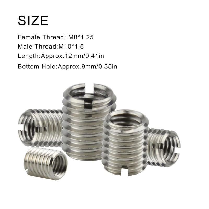 20PCS M10 to M8 Thread Reducer Nuts, Repair Sleeve Pipe