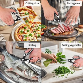 AOFUXTI Kitchen Scissors - Kitchen Sheers, 3 Pack Scissors All Purpose Heavy Duty, Cooking Scissors for Food, Fish, Vegetables (BLACK)