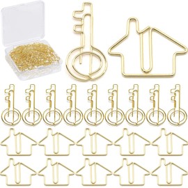 120 Pcs Paper Clips,60 Pcs House Shaped Paper Clips 60 Pcs Key Shaped Wire Paper Clip for Kids Student School Office Home Classroom Desk Accessories Gift