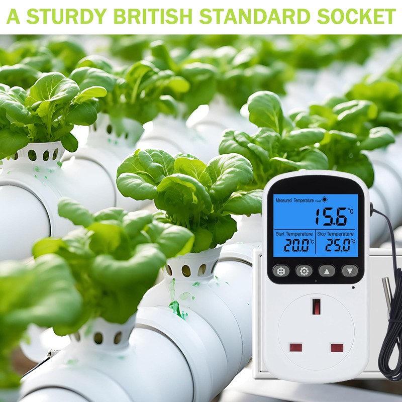 PRITOK Thermostat Plug Socket with 1.7m Sensor: Digital Temperature Controller