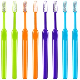 Ceonam 8 Pack Manual Interdental Toothbrushes Soft Bristle Oral Cleaning Brushes, Ergonomic Handle Design, Plaque Stain Cleaner Gum Line Care Kit, 4 Colors 2 Each for Braces Travel Hygiene