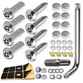 Security Screws Number Plate Screw Caps Kit Tamper Resistant Fasteners Car Number Plates for Front Rear Frame Holder Mounting 1/4" Rust Proof Number Plate makerBolts Fasteners Kit