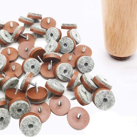 Screw-in Felt Pads - 60pcs 1-1/16 Inch Brown Furniture Chair Table Glides Pad Floor Protectors for Wooden Legs Feets