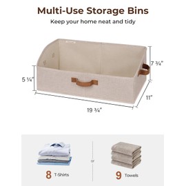 StorageWorks Closet Organizer Bins, Trapezoid Storage Box, Fabric Storage Baskets for Shelves, Jumbo, Brown and Beige, 3-Pack