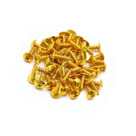 PARSLUCK 50pcs Gold Tone Motorcycle Round Cross Head Self Tapping Bolts Bumper Screws Metal Universal Replacement Stable
