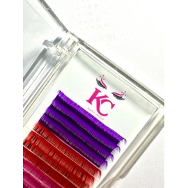 KC Lashes Eyelash Extensions D Curl Classic Lash Extensions .07mm Purple Red Pink Brown Individual Lashes Mixed Colored 11mm Lashes Extension Supplies (0.07-D, 11mm)