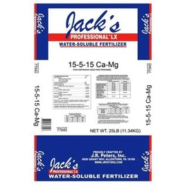 Jack's Professional 15-5-15 CA-MG LX Comprehensive Water-Soluble Fertilizer for Growth in Short, Stocky Plants Grown in Continuous Liquid Feed Programs, 25lbs