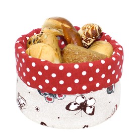 Lashuma Round Bread Basket Diameter 22 cm Height 13 cm Beige Red Print Butterflies