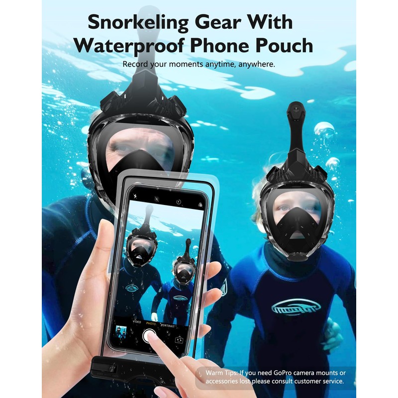 VGKE Full Face Snorkel Mask for Adults, 180 Degree HD