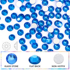 Novani Rhinestones 3000Pcs Flatback Crystal Round Loose Gemstones Glass Rhinestones for Crafts Makeup Nail Art Clothes Shoes DIY Decorations(SS10, 2.7-2.9mm,Capri Blue)