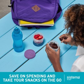 Sistema TO GO Mini Bites Snack Pots | 130 ml | Stackable Snack Boxes for Kids Travel | Food Containers with Lids | 3 Count