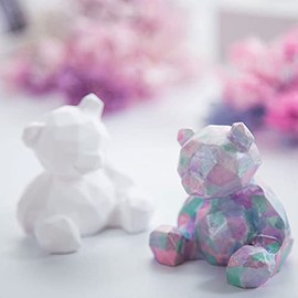 Molde de Silicona 3D para Resina, Set de 3 Piezas con Diseño de Oso de Peluche Geométrico, Ideal para Manualidades y Decoración del Hogar