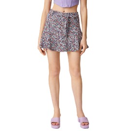 Koton Women's Mini Floral Ruflle Skort Shorts, Black Design (9D9)