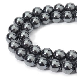 HAAMIIQII 90pcs 4mm Natural Black Hematite Stone Beads Round Loose Gemstone Beads for Jewelry Making Strand 15 Inch