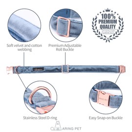 ARING PET Dog Collar and Leash, Velvet Dog Collar and Leash Set, Soft & Comfy, Adjustable Collars for Dogs